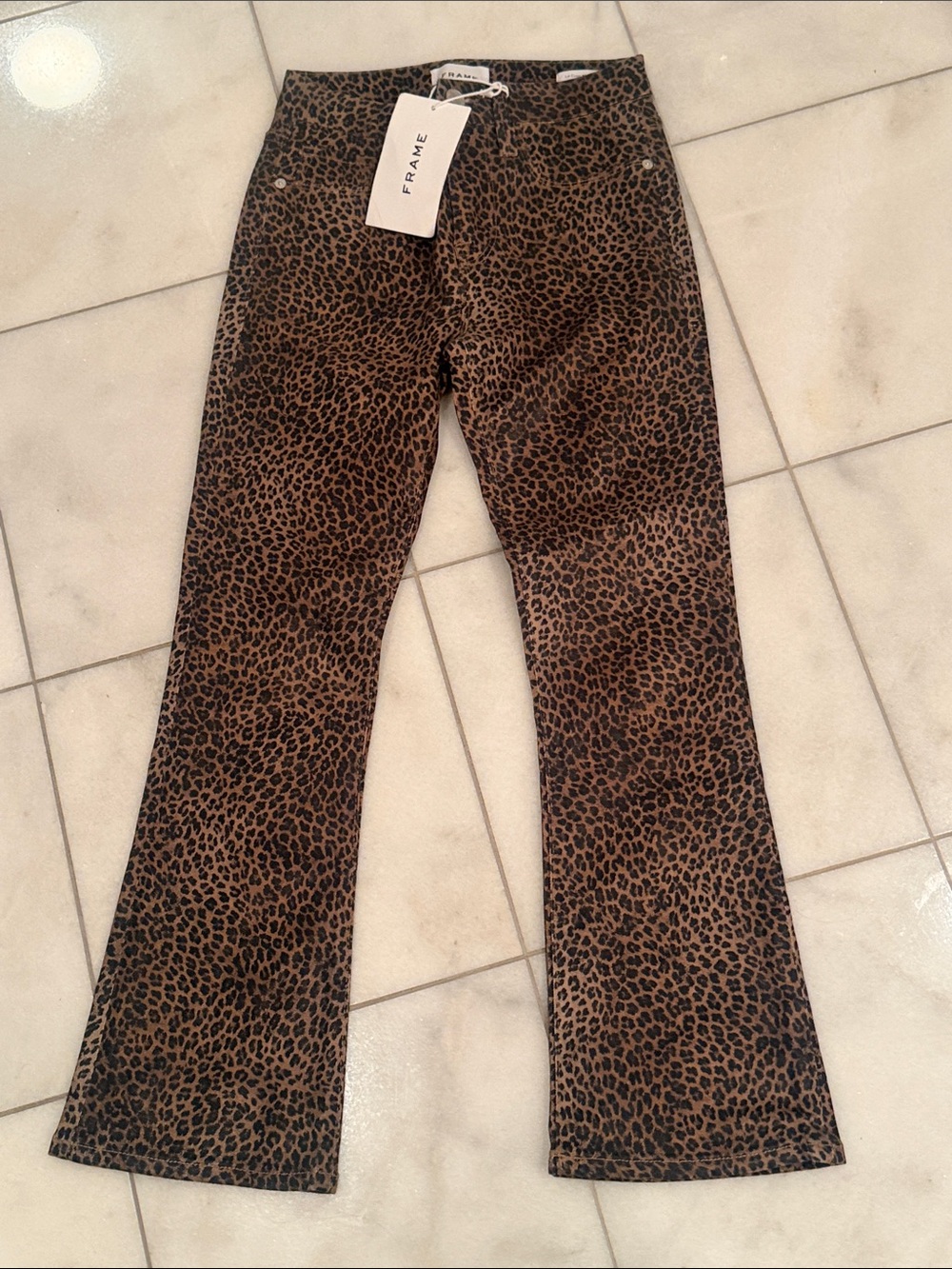 NWT Frame Denim Leopard Le Crop Mini Boot MidRise Jeans Size 25 - Picture 3 of 9